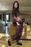 Big Softie Stripe Funnel Grunge Knit Chocolate Rust
